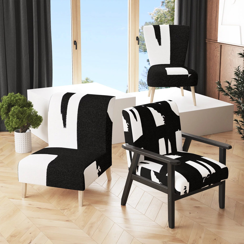 Black & White Upholstered Modern Accent Chair F2464