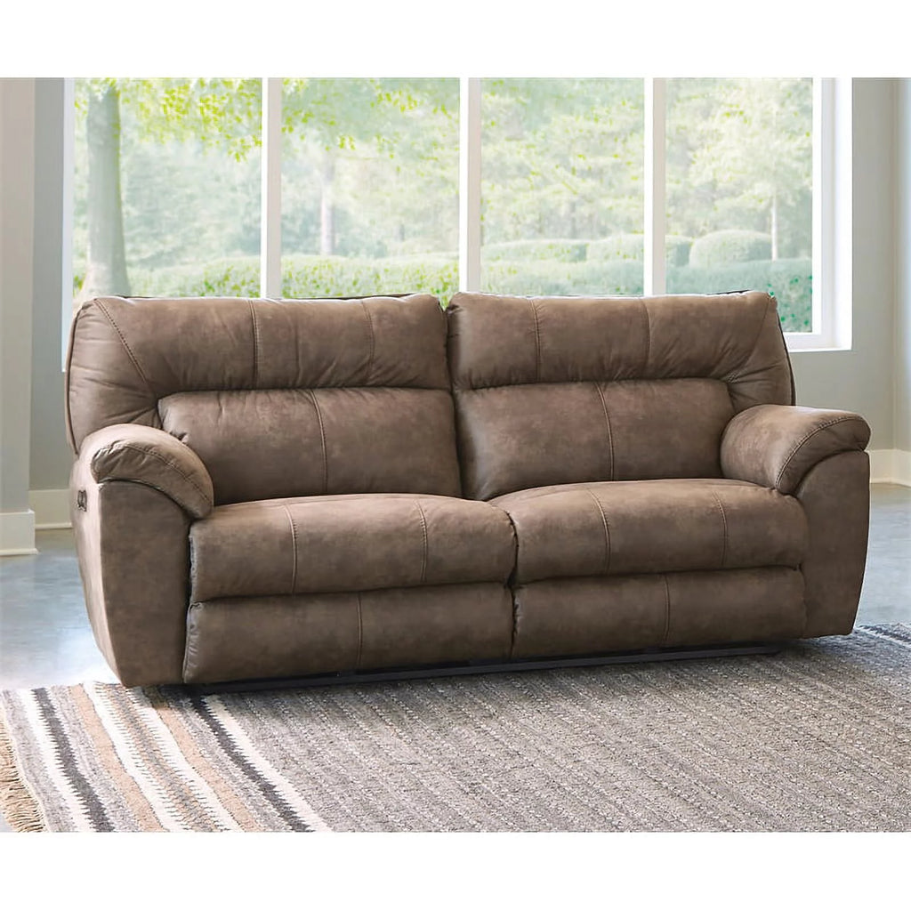 Brown Polyester Power Reclining Sofa J513