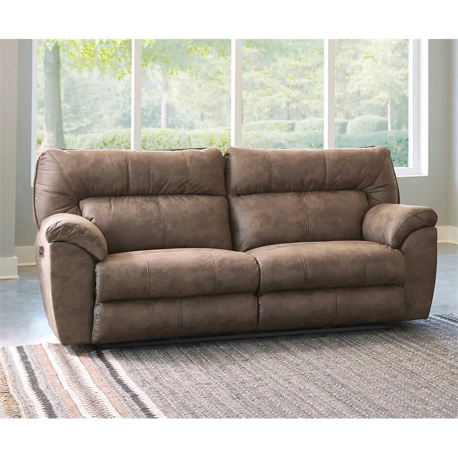 Brown Polyester Power Reclining Sofa J513