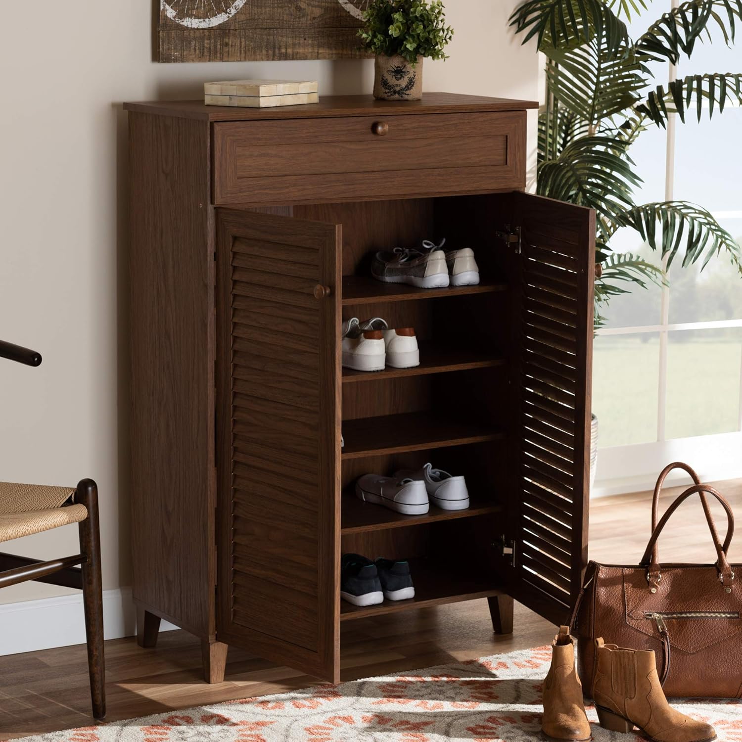 Walnut Shoe Cabinet E3401