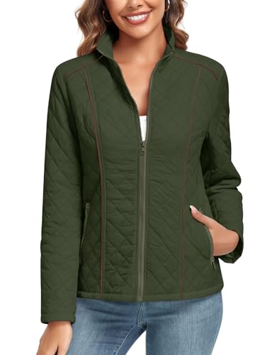 Lightweight Full Zip Diamond Quilted Coat O98254