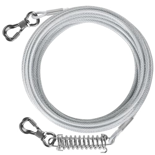 50 ft Heavy Duty Dog Tie Out Cable with Spring Swivel Lockable Hook S90162