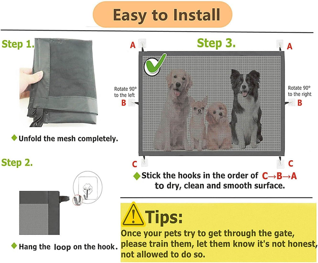 Black 43.3" W x 28.3" H Mesh Retractable Baby Gate P17457