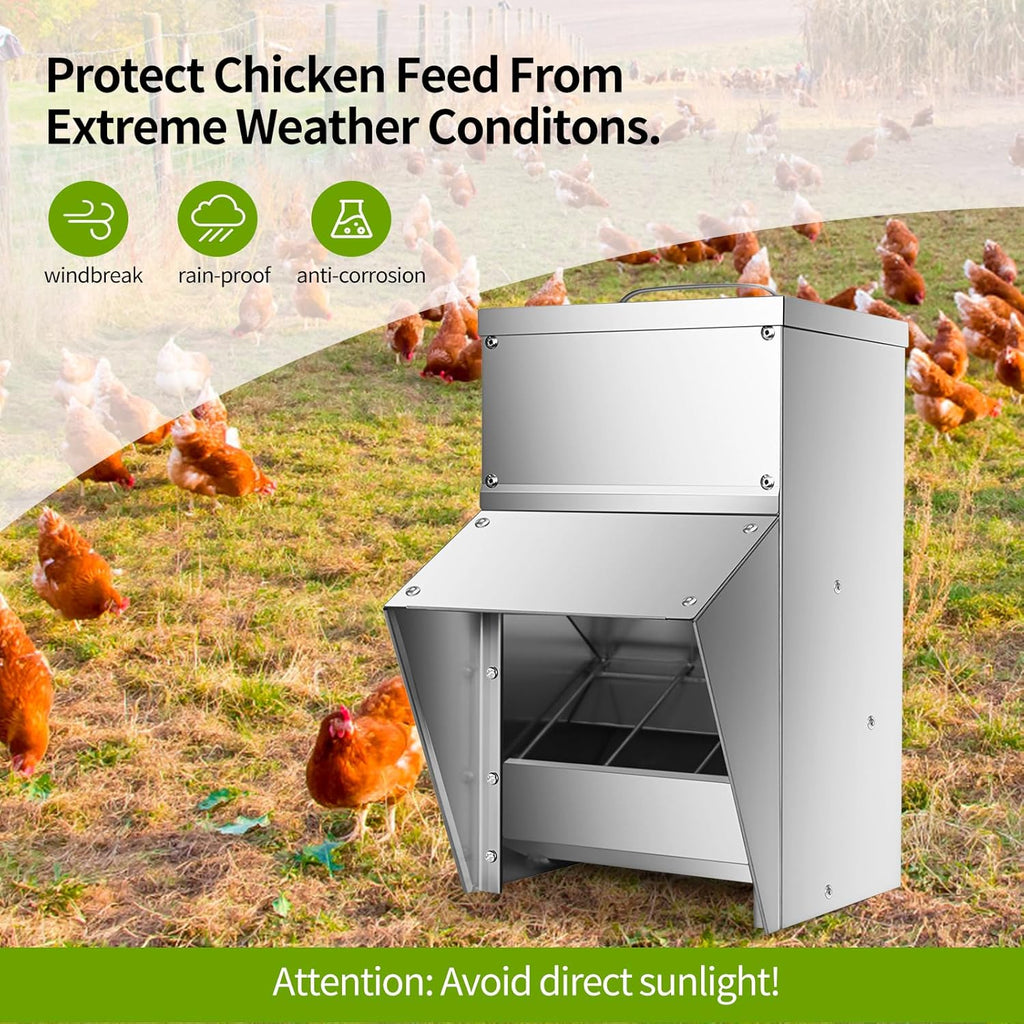 Galvanized Metal Chicken Feeder 11.5 Lbs Capacity with Lid N6375