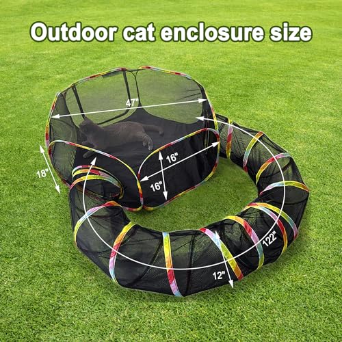 Outdoor Cat Enclosure Portable Cat Tents Cage Free Cat Playpen Pet Enclosure Cat Tunnel Outdoor Playground S49166