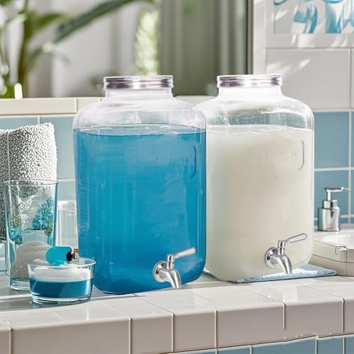1 Gallon Glass Drink Dispenser with Stand, 2 Pack D914