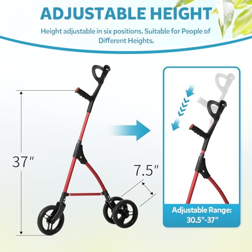 Red 3 Wheel Rollator Walker with Adjustable Height P5611