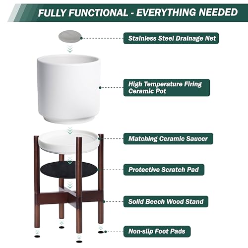 White Ceramic Planter with Stand D7872