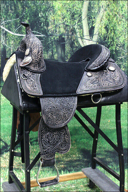 16 in Western Horse Saddle Treeless Trail Barrel Leather B1123
