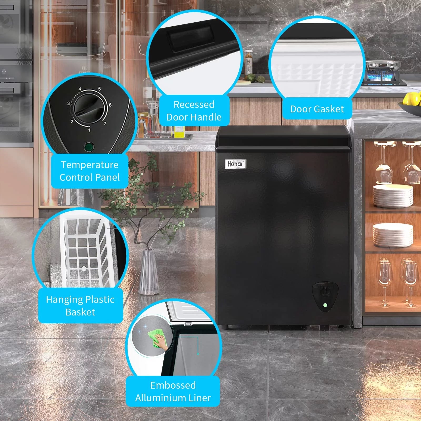 3.5 Cubic Chest Freezer with Removable Storage Basket O285