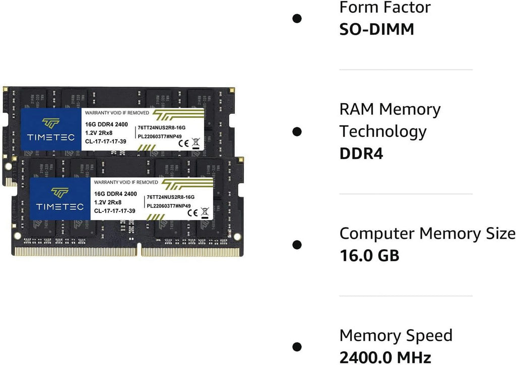 32GB KIT (2x16GB) DDR4 2400MHz SODIMM Laptop Memory E12357