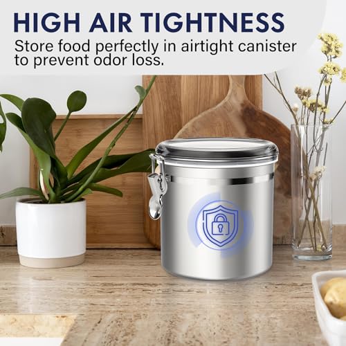 165oz Stainless Steel Airtight Canister with Clear Lid and Locking Clamp W3458
