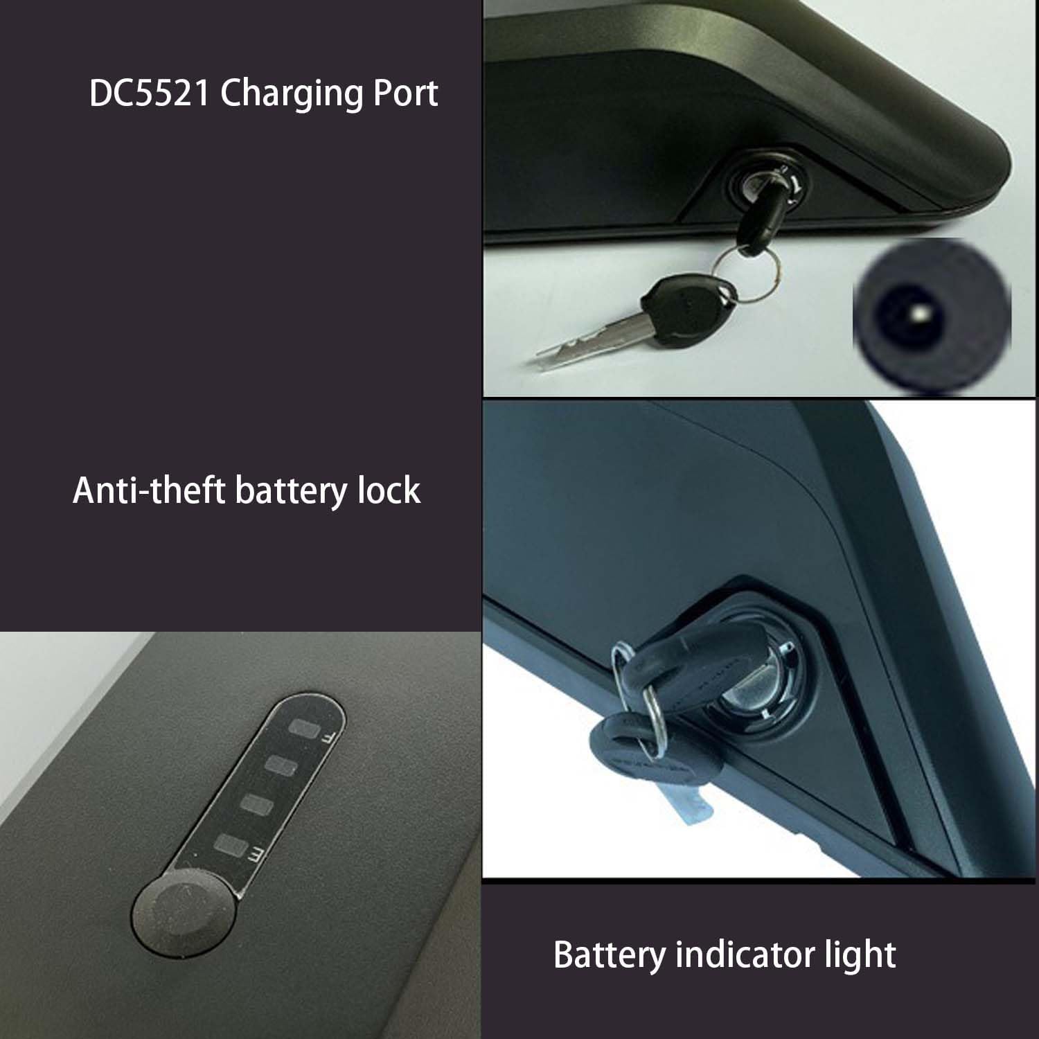 36V 48V 52V 10AH 13AH 15AH 18AH Removable Lithium Bicycle Battery with BMS and Charger P120