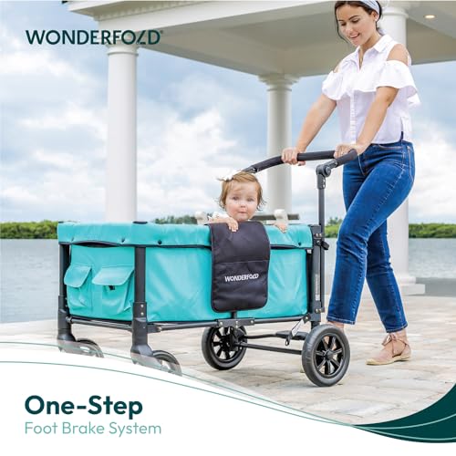 Teal Green Double Stroller Wagon with 5-Point Harnesses U827