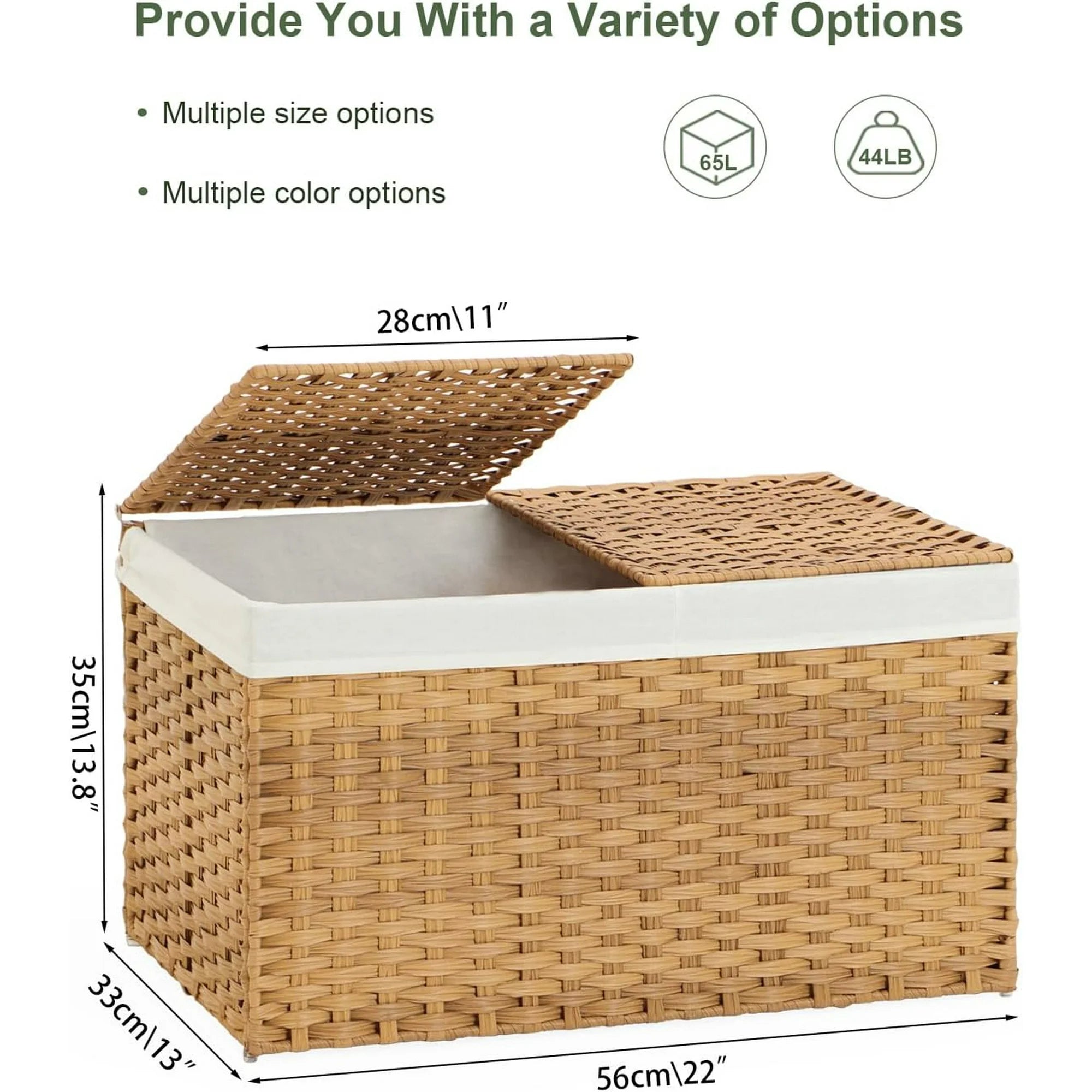 Natural Woven Rattan Storage Basket with Lid 42.3 Gallon N50059