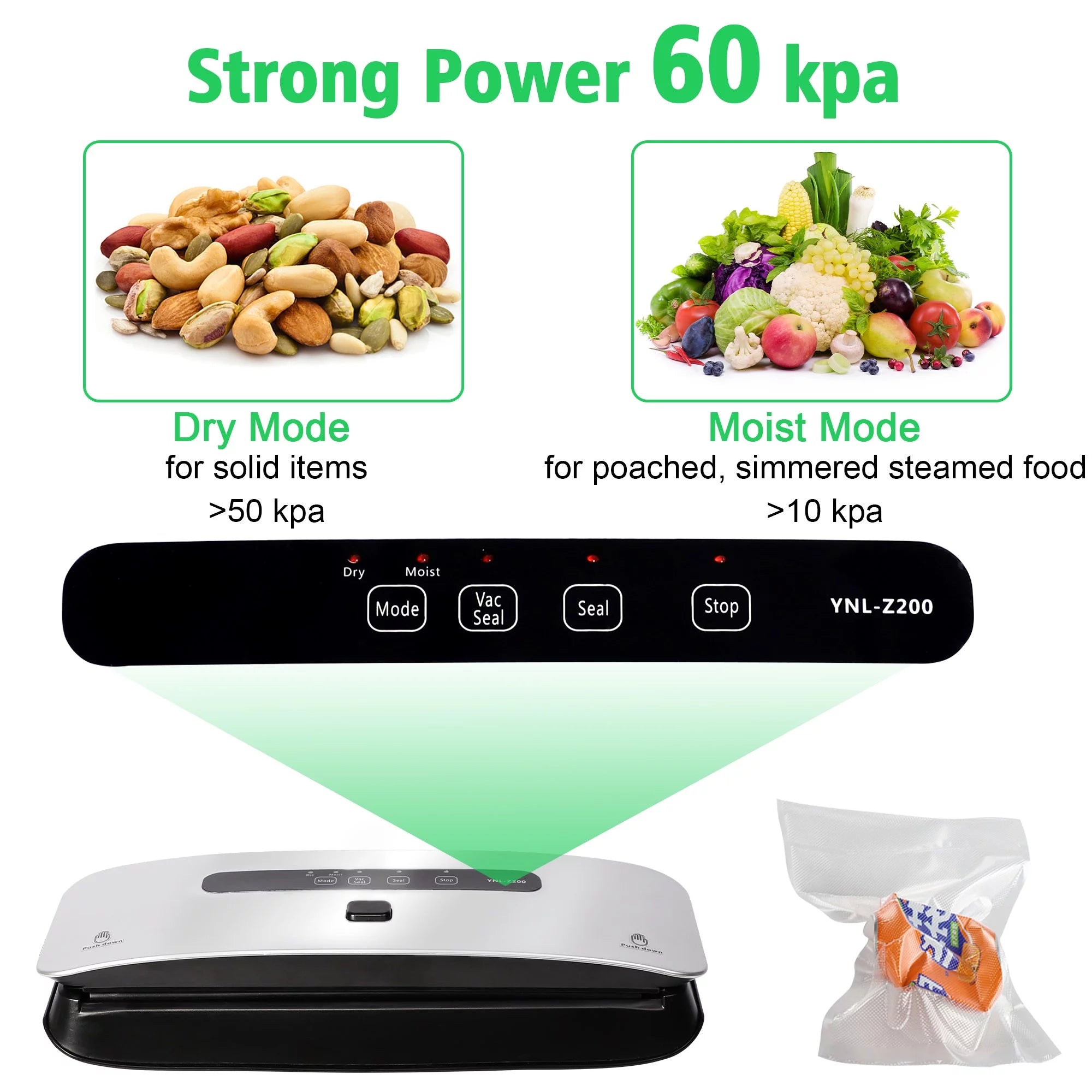 Compact Vacuum Sealer Machine Starter Kit with 10 Bags 1 Roll 1 Sealing Ring B49454