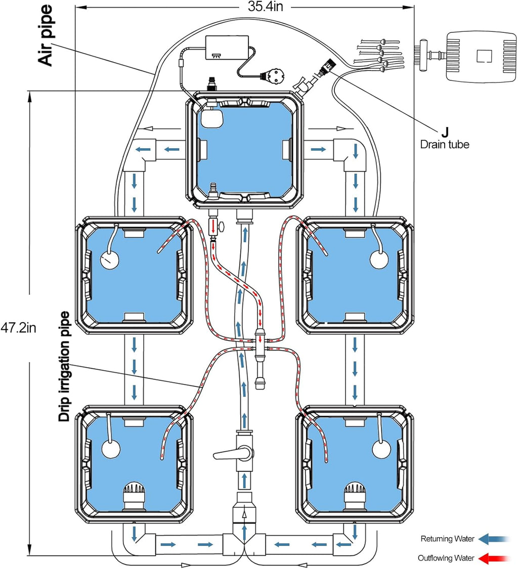 7-Gallon Recirculating Deep Water Culture Hydroponic System Kit K312