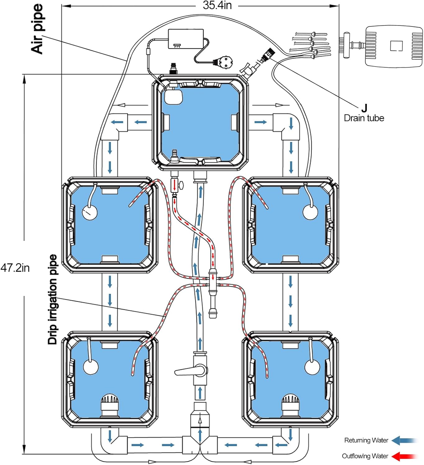 7-Gallon Recirculating Deep Water Culture Hydroponic System Kit K312