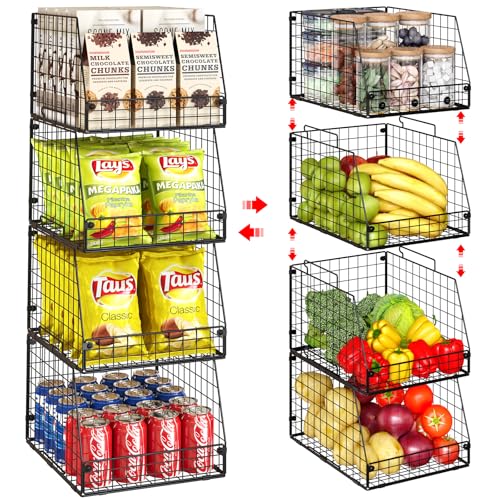 4 Pack XXL Stackable Wire Storage Basket S29203