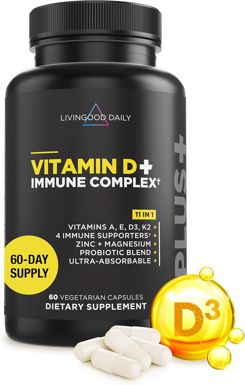 9-in-1 Vitamin D3 K2 Supplement, 60 Capsules V304898