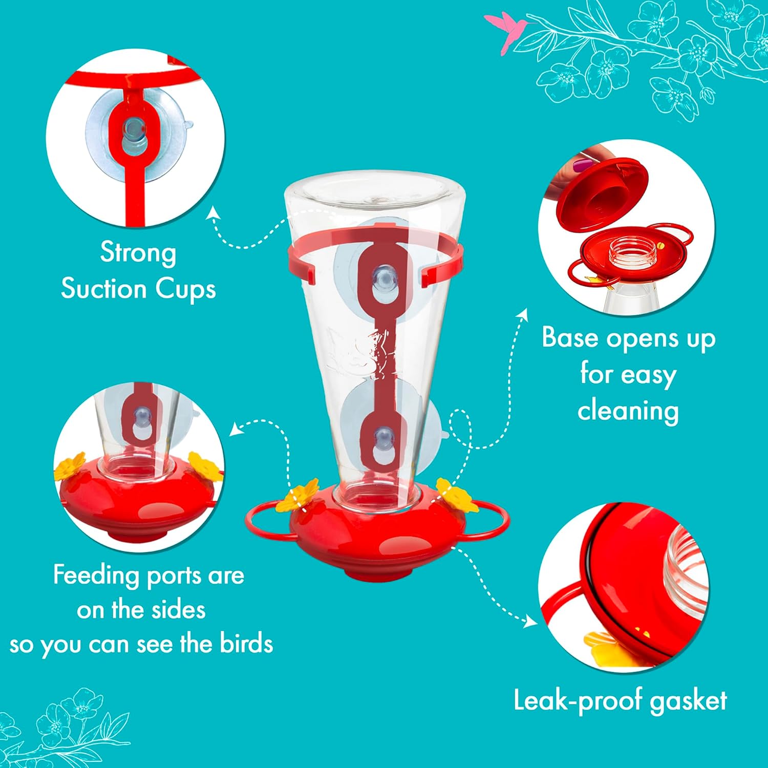 Large Capacity Plastic Window Hummingbird Feeder I97432