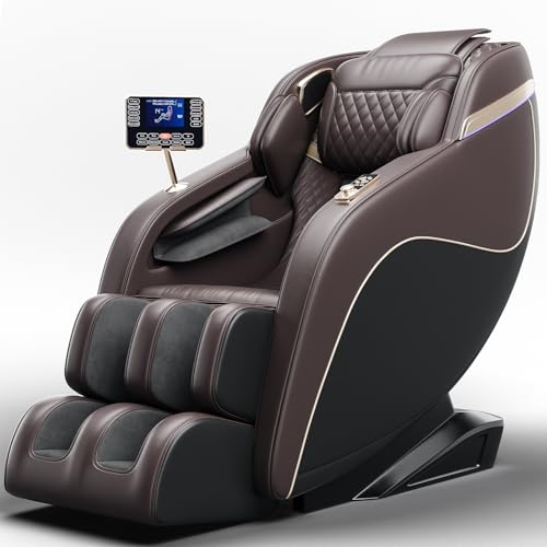 Brown White Full Body Zero Gravity Massage Recliner Chair with Hip Heat H808