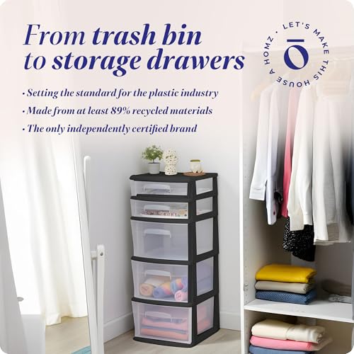 5-Tier Clear Plastic Storage Organizer with Black Frame P2036