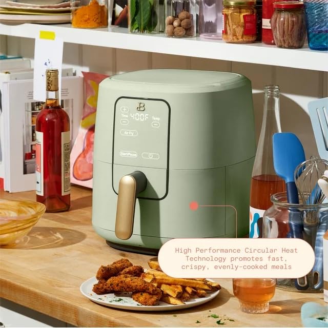 6 Qt Air Fryer with Touch-Activated Display, White H8002