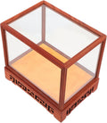 Transparent Display Box Glass Dome Cloche with Wooden Base E396