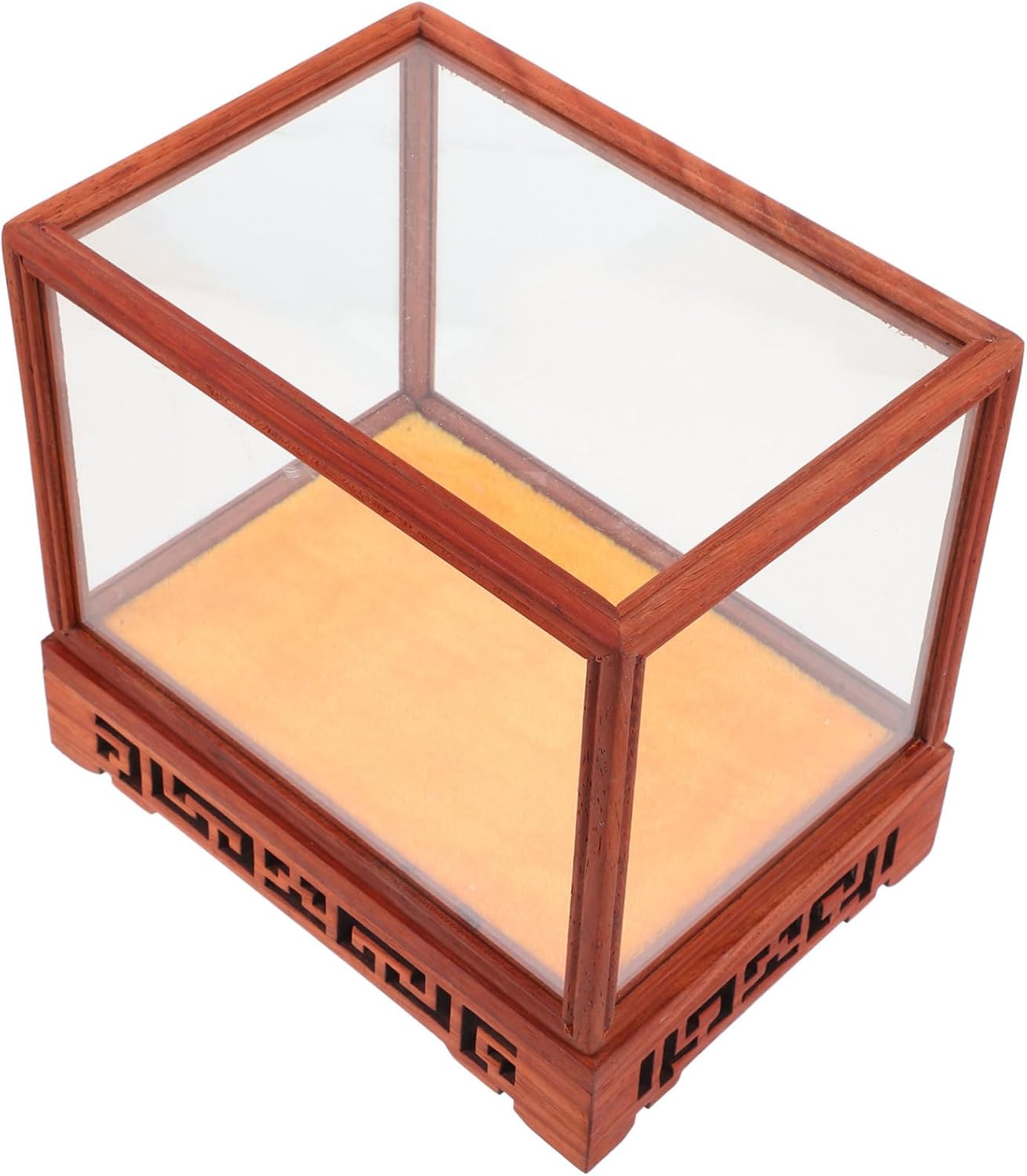 Transparent Display Box Glass Dome Cloche with Wooden Base E396