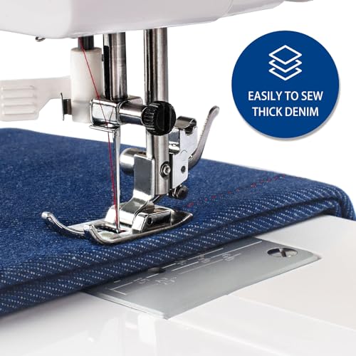 Full Size Sewing Machine with Foot Pedal, Heavy Duty, Portable, Servo Motor, 25 Built-in Stitches, 6 Bobbins, 5 Sewing Feet L59301