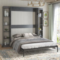 Dark Grey Foldable Murphy Bed with 2 Sides Cabinet B849