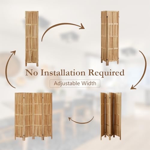 Dark Brown 5.6Ft Wood Folding Room Divider A369