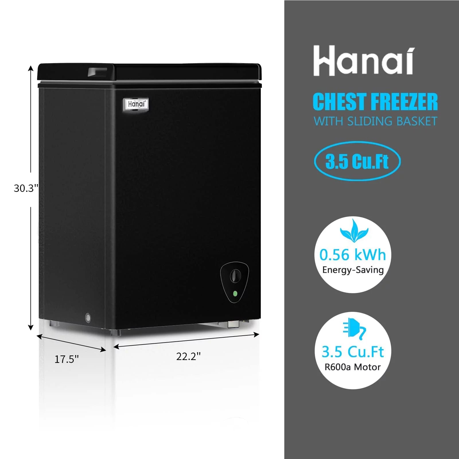 3.5 Cubic Chest Freezer with Removable Storage Basket O285