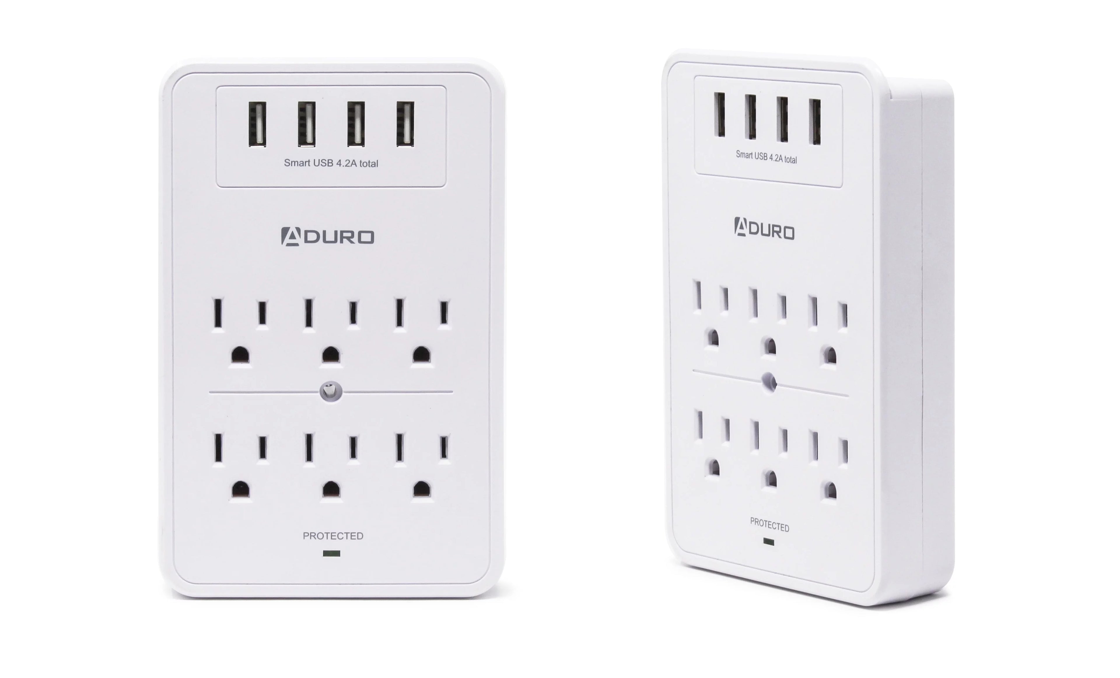 White 6 Outlet Power Strip with USB Wall Mount X124