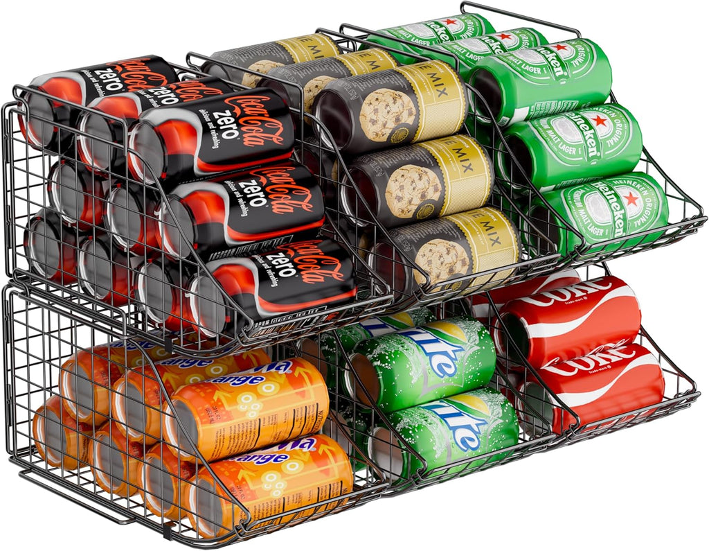 Black 6 pack Stackable Can Storage Organizer Y2811