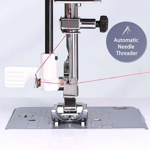 Full Size Sewing Machine with Foot Pedal, Heavy Duty, Portable, Servo Motor, 25 Built-in Stitches, 6 Bobbins, 5 Sewing Feet L59301