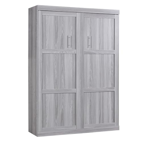 Gray Full Size Wood Murphy Bed with Shelves N836172