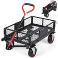Steel Garden Dump Cart with Removable Mesh Sides and 10-Inch Wheels L880524