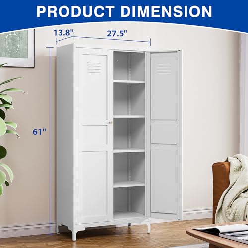Black 61 inch Metal Pantry Storage Cabinet with Adjustable Shelves L96806