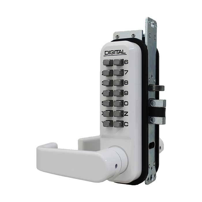 Mechanical Keyless Narrow Stile Lever Handle Lock - White H657