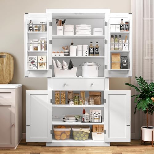 White 6 Door 1 Drawer Pantry Cabinet I559