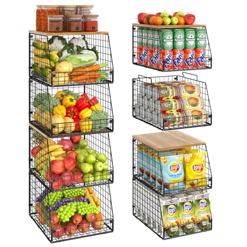 4 Pack XXL Stackable Wire Storage Basket S29203