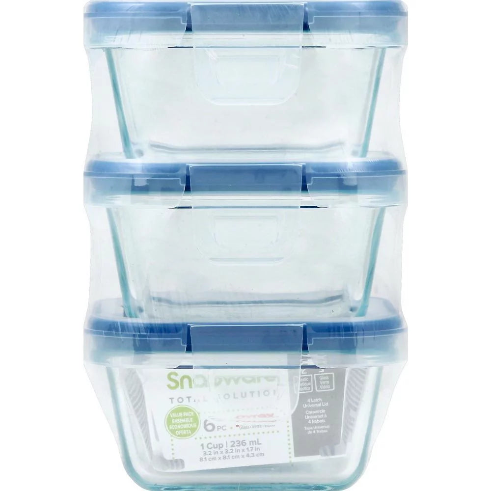 1-Cup Glass Square Storage Container (3-Pack) A2169