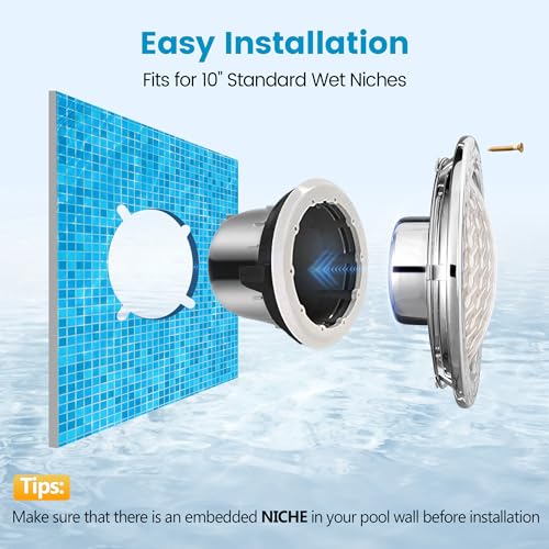 LED Pool Light, 12V AC, 10 inch, 30W, 3000LM, 6500K Cool White, 100FT Cord X592758