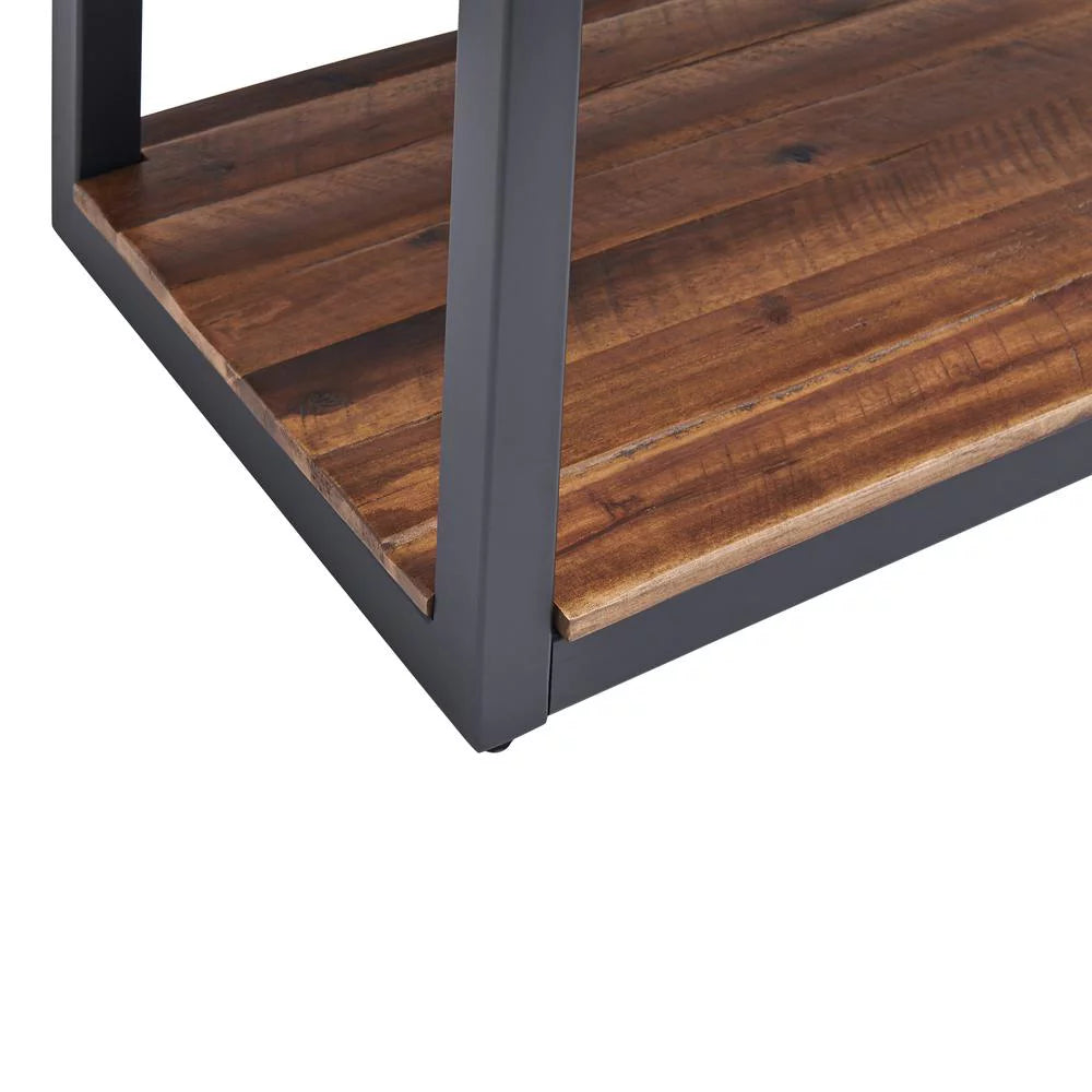 Rustic Wood Console Table with Two Drawers and Low Shelf M73321