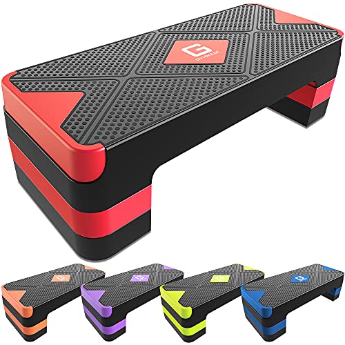 Adjustable Aerobic Step Platform, 26.5" Step Deck with 4” 6” 8” Risers G865235