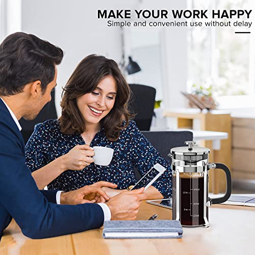 304 Stainless Steel Borosilicate Glass French Press Coffee Maker with 4 Filter M1892