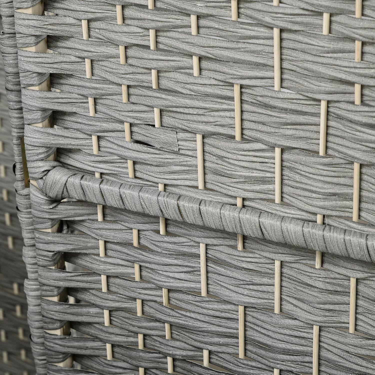6' Tall Hand-Woven Room Divider in Mixed Gray K4593