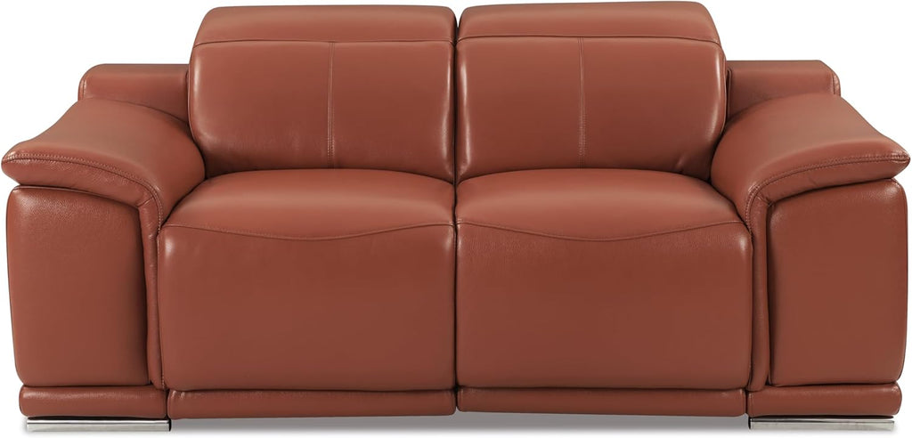 Genuine Italian Leather Power Reclining Loveseat L895